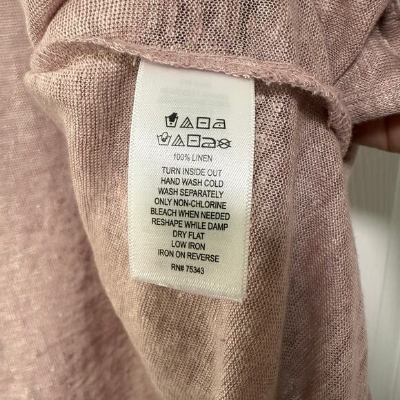 Tahari Women's Mauve100%Linen Hooded Open Front Light Jacket Top Size Large - Picture 10 of 13